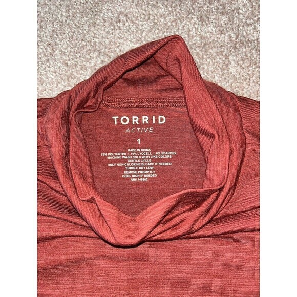 Torrid Orange Red Lyocell Turtleneck Long Sleeve Active Tee Light Weight 1X - Picture 5 of 7